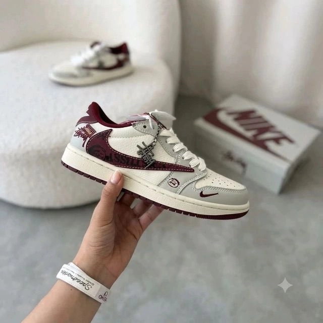 Nike Air Jordan 1 Low Travis Scott X Stussy Sail Burgundy (Master Quality) 1