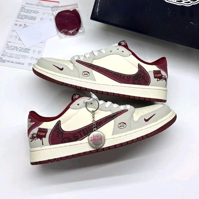 Nike Air Jordan 1 Low Travis Scott X Stussy Sail Burgundy (Master Quality) 2