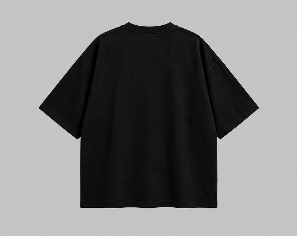 PLAIN BLACK OVERSIZED BOXYFIT TEE 2