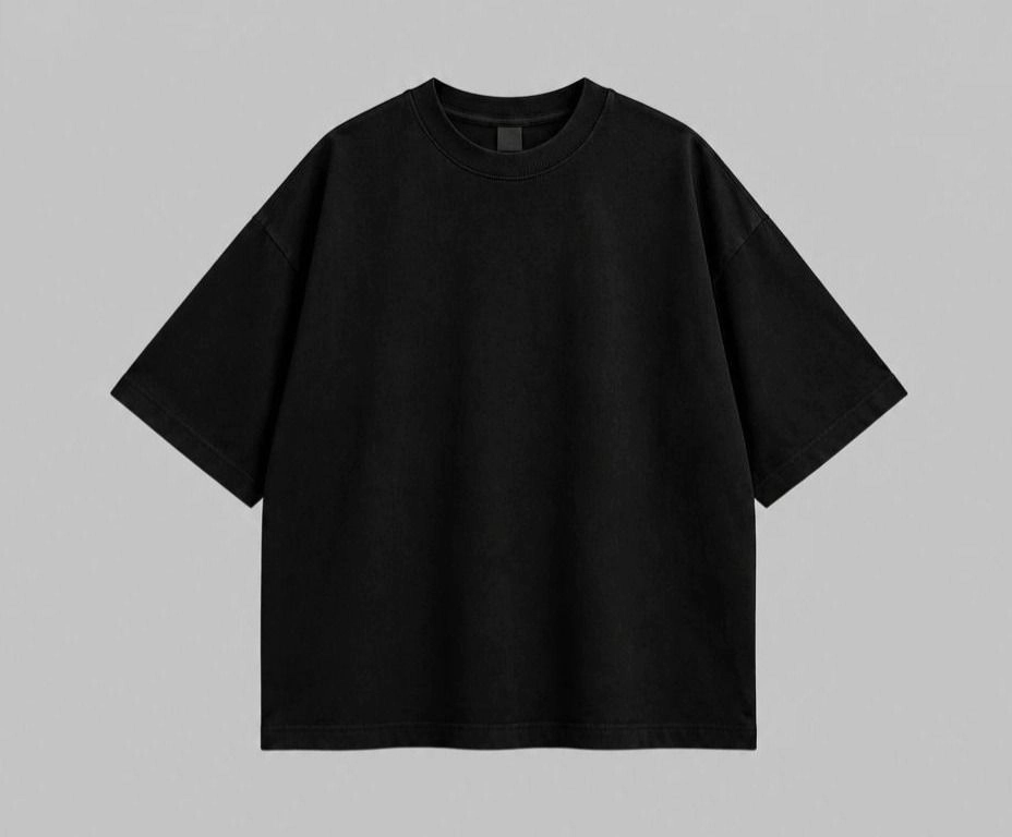 PLAIN BLACK OVERSIZED BOXYFIT TEE 1