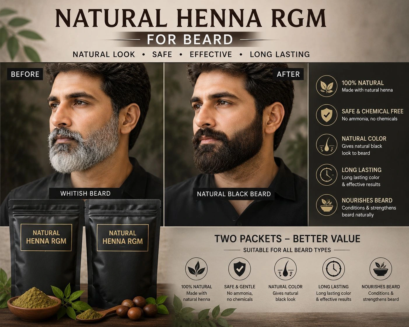Natural heena  for beard -get natural look