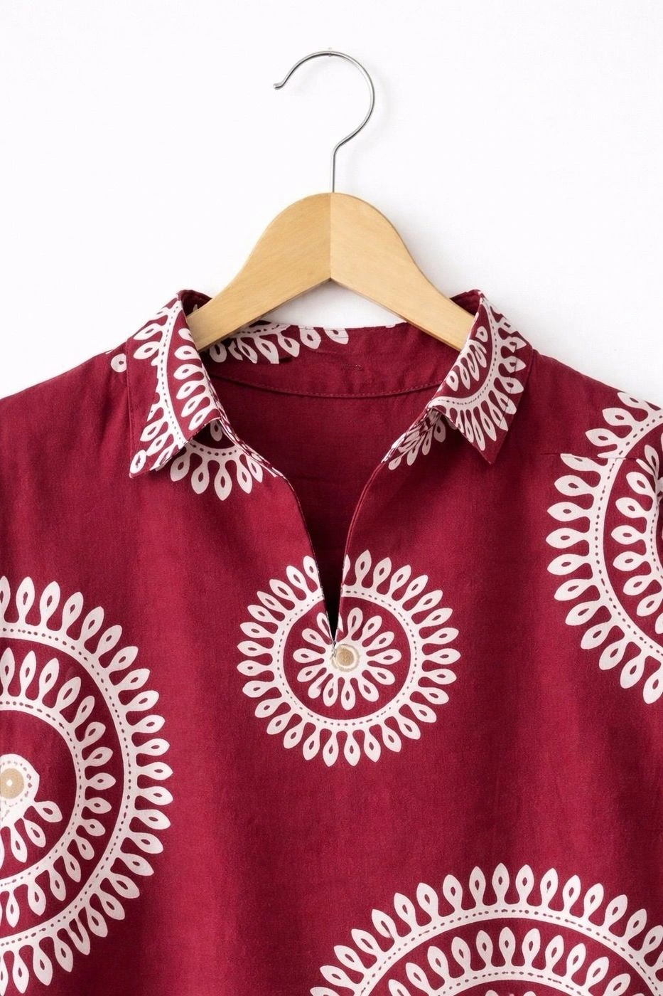 Maroon Mandala Print Modest Maxi Dress 3