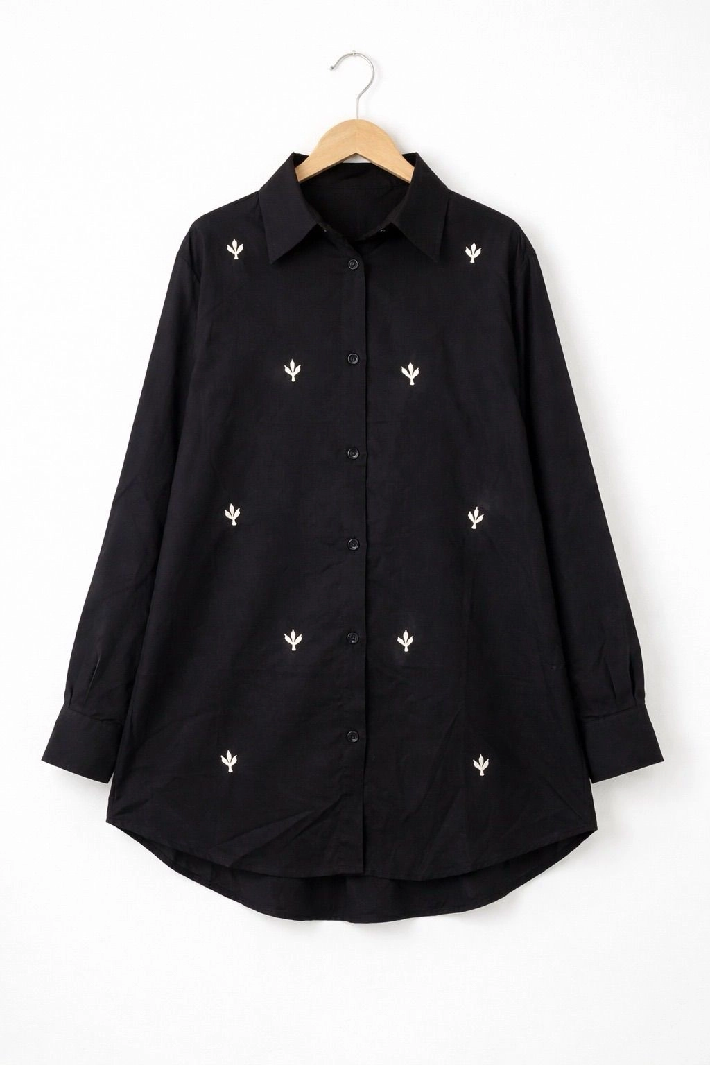 Noir Bloom Embroidered Oversized Shirt 4