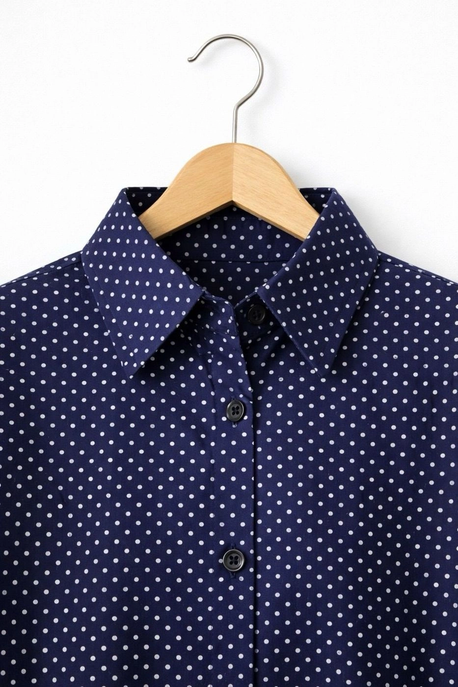 Navy Blue Polka Dot Shirt Dress 3