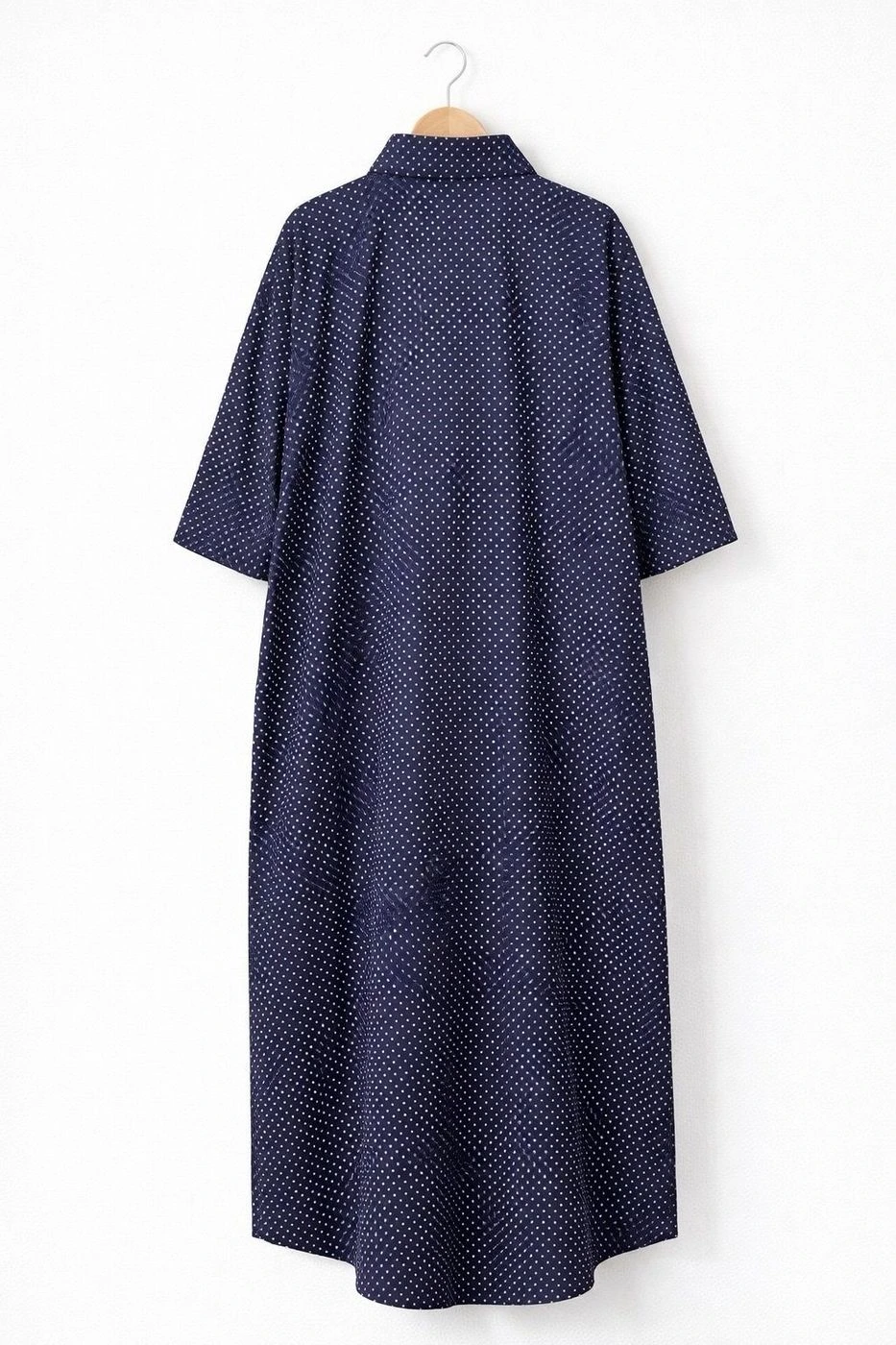 Navy Blue Polka Dot Shirt Dress 5