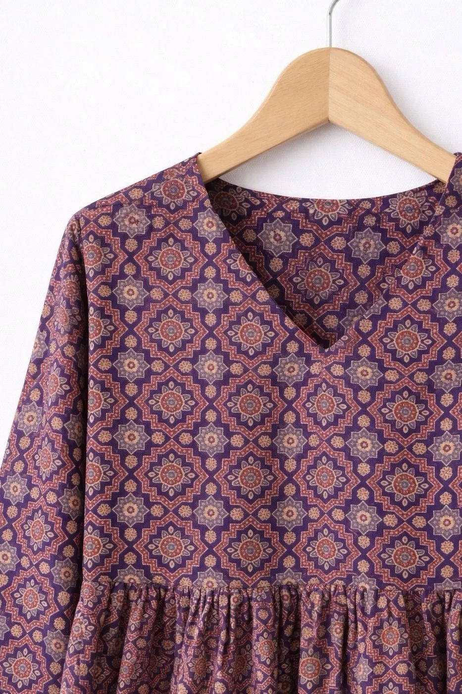 Mauve Mosaic Print Peplum Top 3