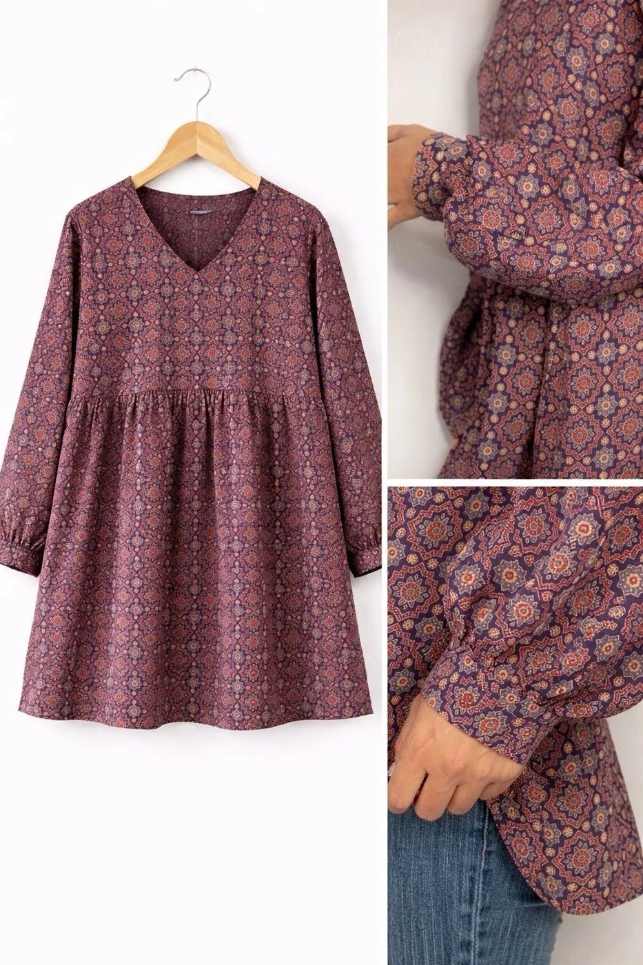 Mauve Mosaic Print Peplum Top 4