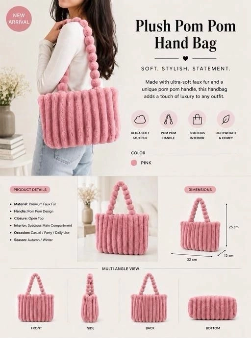 Luxury Pink Purse Tote Bag 4
