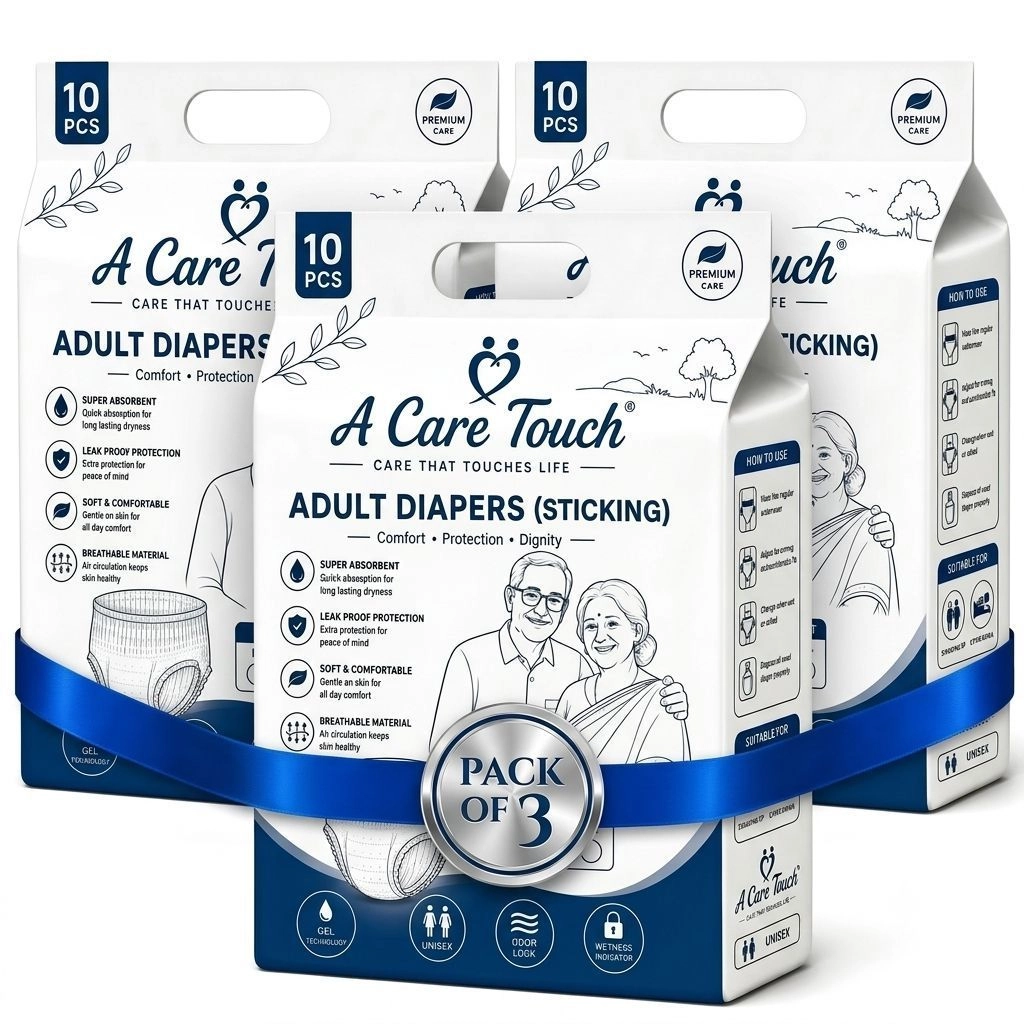 A Care Touch Adult Diaper Large – Tape Style, Disposable, Unisex (Pack of 10) 4