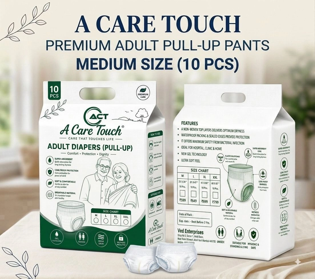 A Care Touch Adult Pull-Up Diapers Medium – Pants Style, High Absorbency Disposable Incontinence Underwear for Men & Women (Pack of 10)