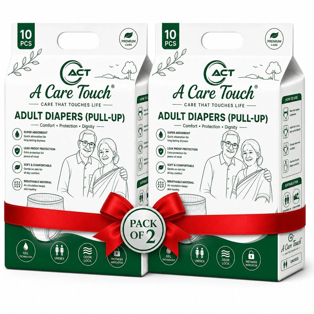 A Care Touch Adult Pull-Up Diapers Large – Pants Style, High Absorbency Disposable Incontinence Underwear for Men & Women (Pack of 10) 3