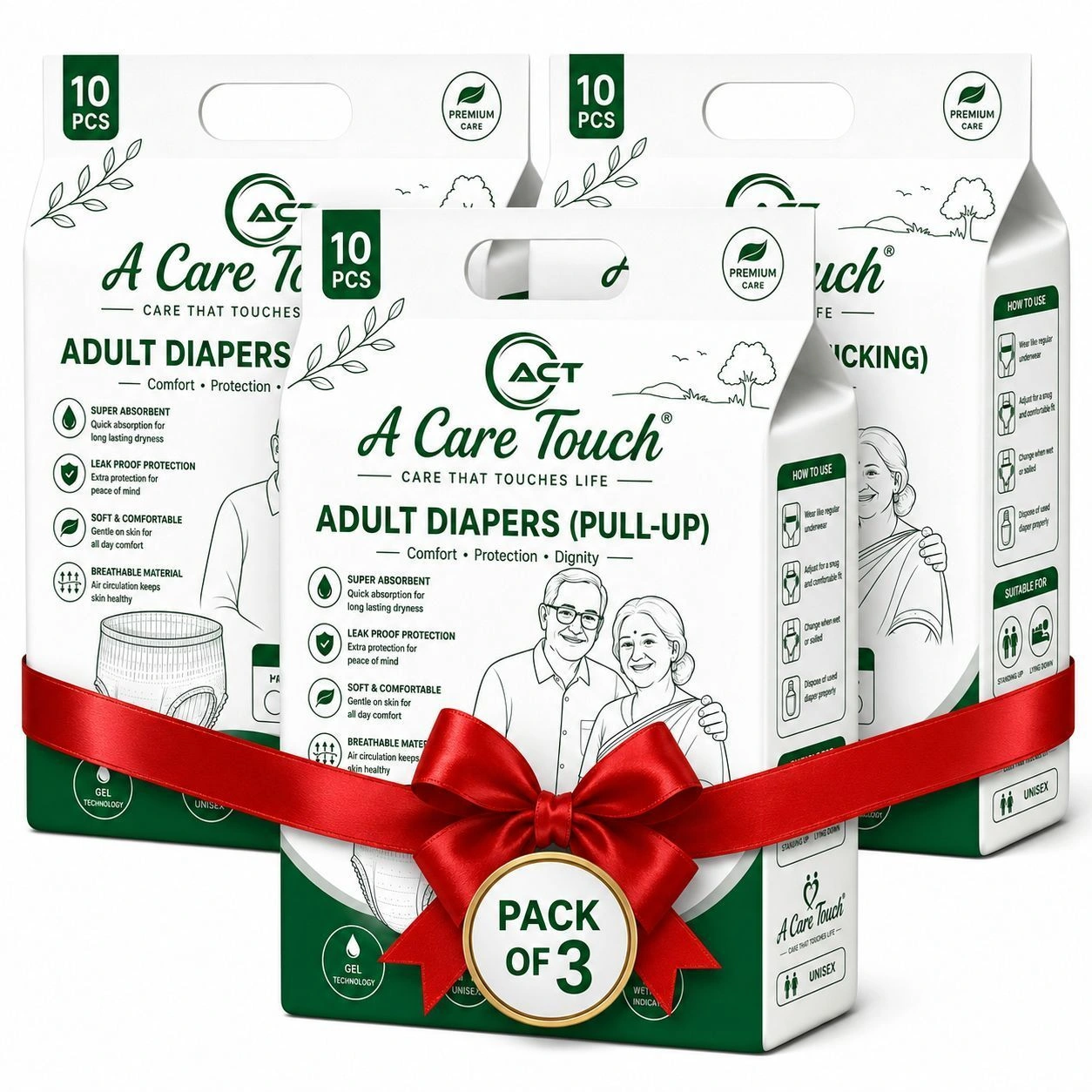 A Care Touch Adult Pull-Up Diapers Large – Pants Style, High Absorbency Disposable Incontinence Underwear for Men & Women (Pack of 10) 4
