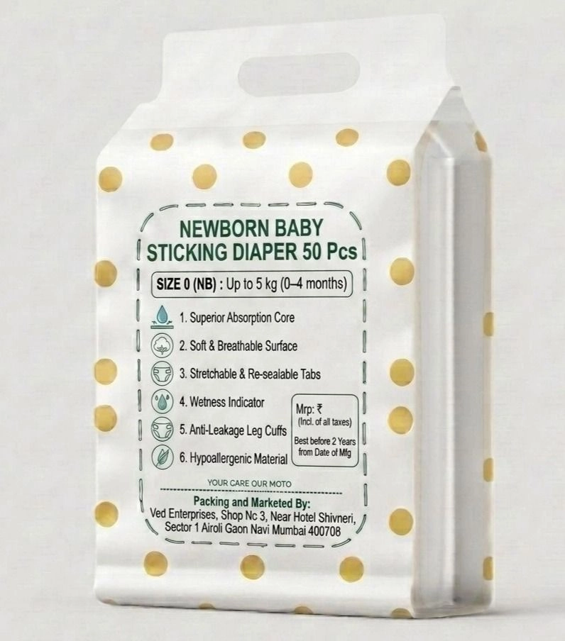 New Born Baby Sticking Diapers (50 Pcs.)