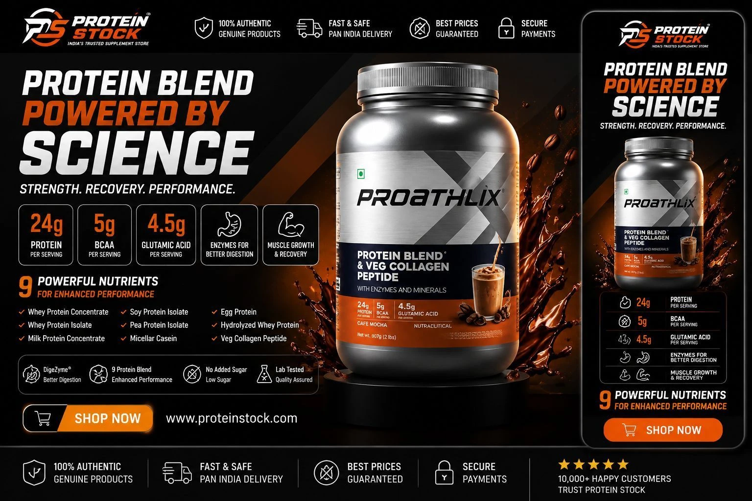 Proathlix Protein Blend & Veg Collagen Peptide (9 Sources of Protein) 2