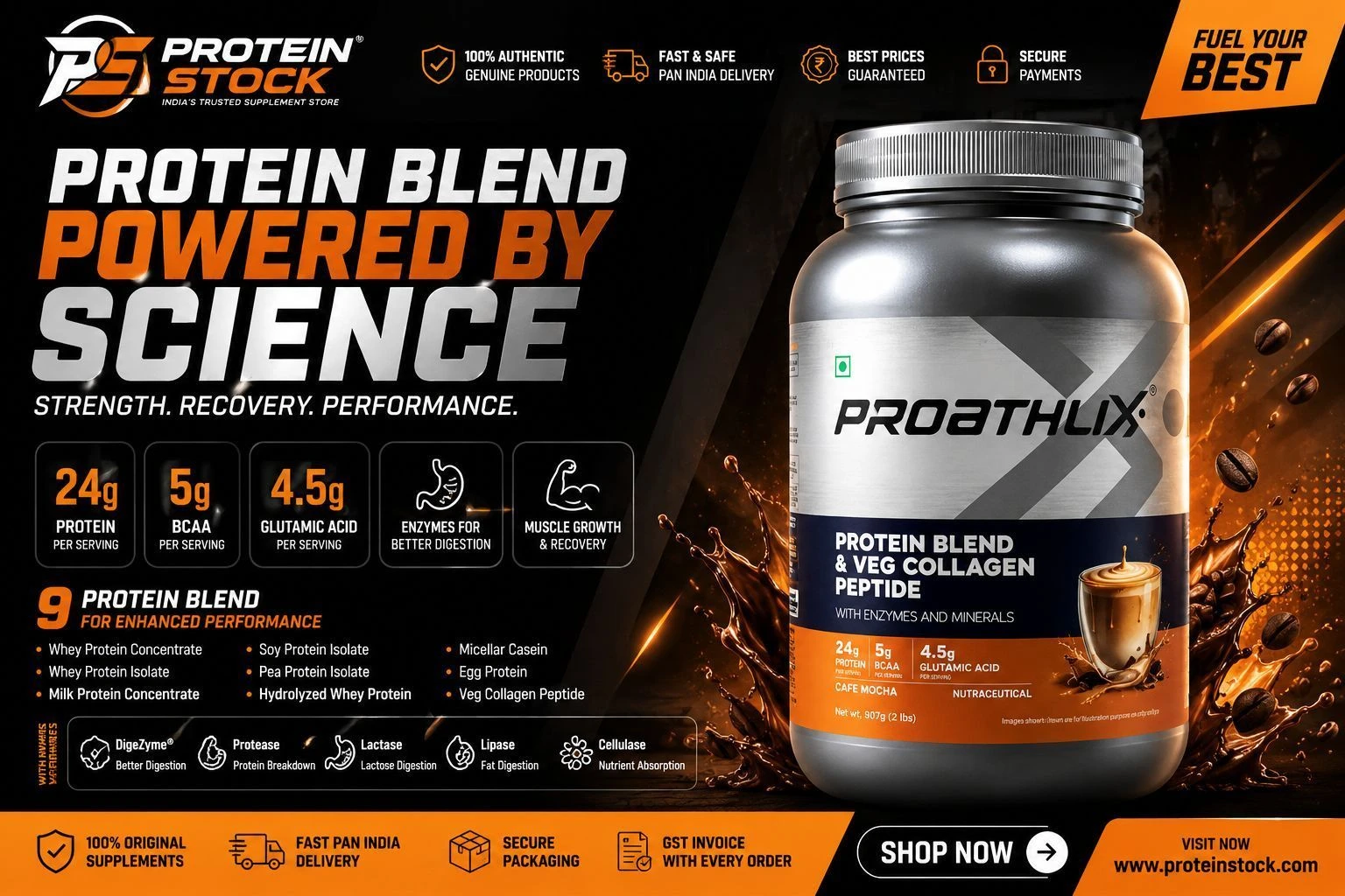 Proathlix Protein Blend & Veg Collagen Peptide (9 Sources of Protein) 1