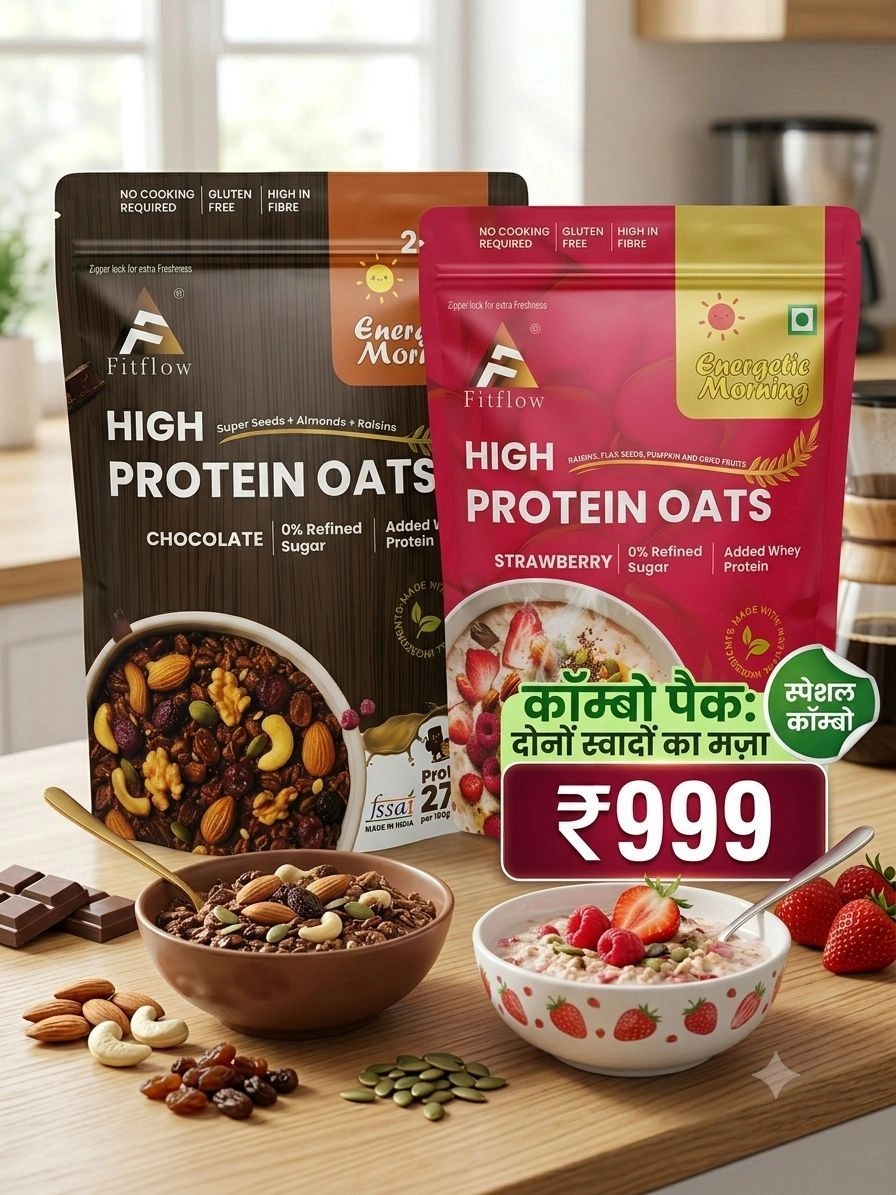 Fitflow High Protein Oats Combo Pack (Chocolate & Strawberry - 2Lb Each) 2