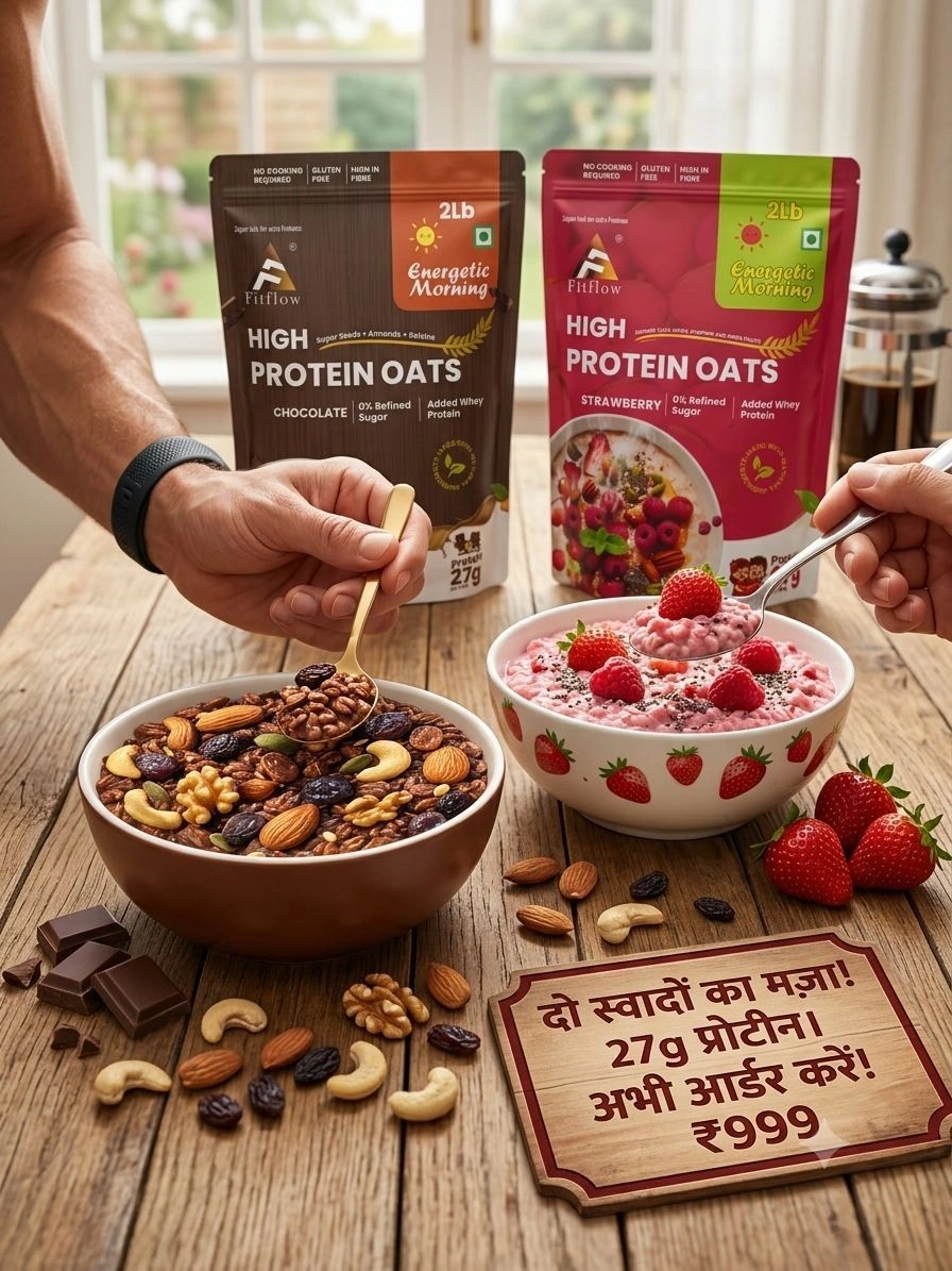 Fitflow High Protein Oats Combo Pack (Chocolate & Strawberry - 2Lb Each) 5