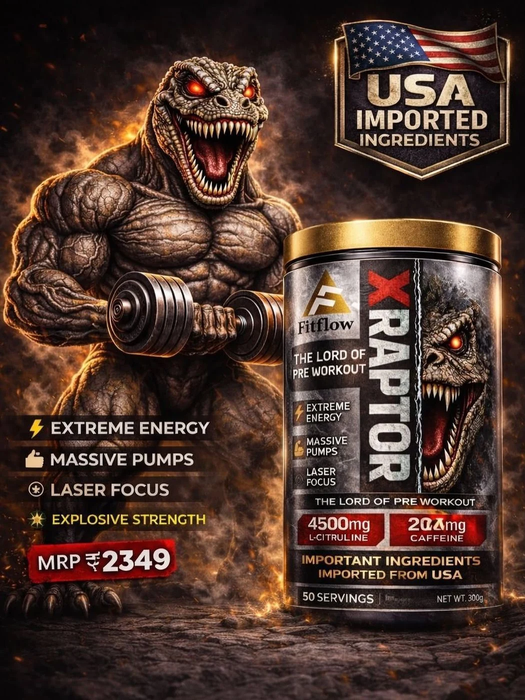 Fitflow X-Raptor Pre Workout – Tangy Orange 4