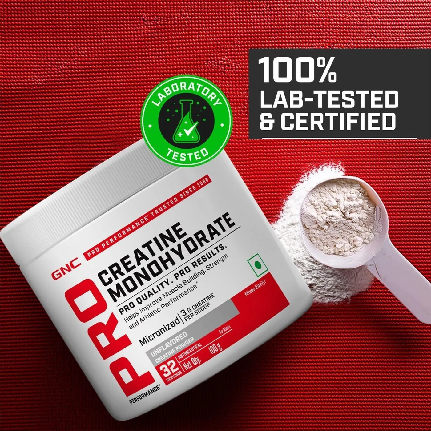 GNC Pro Performance| Creatine Monohydrate ( Unflavoured ) 100 gm with Free Steel Shaker. 4