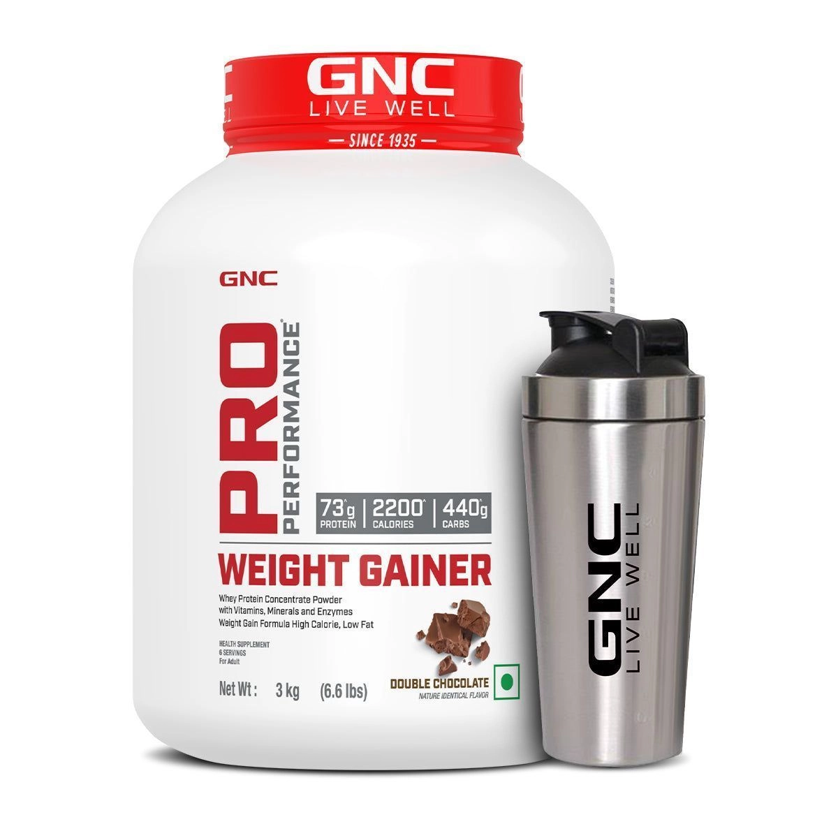 GNC Pro Performance
Weight Gainer 3KG with Steel Shaker Free 2