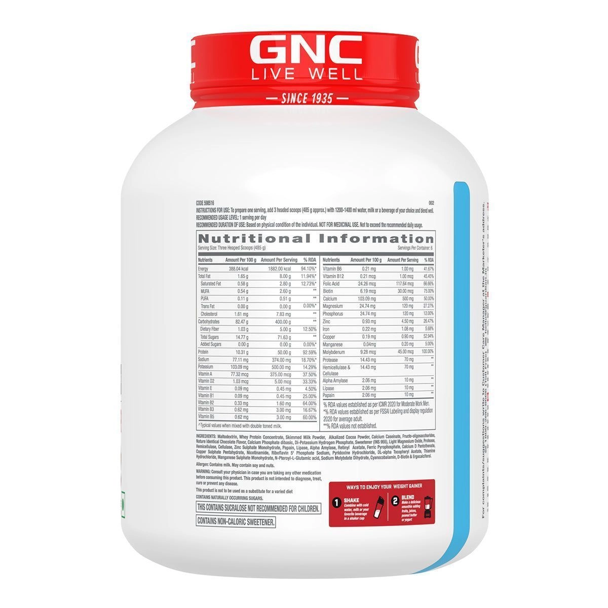 GNC Pro Performance
Weight Gainer 3KG with Steel Shaker Free 4
