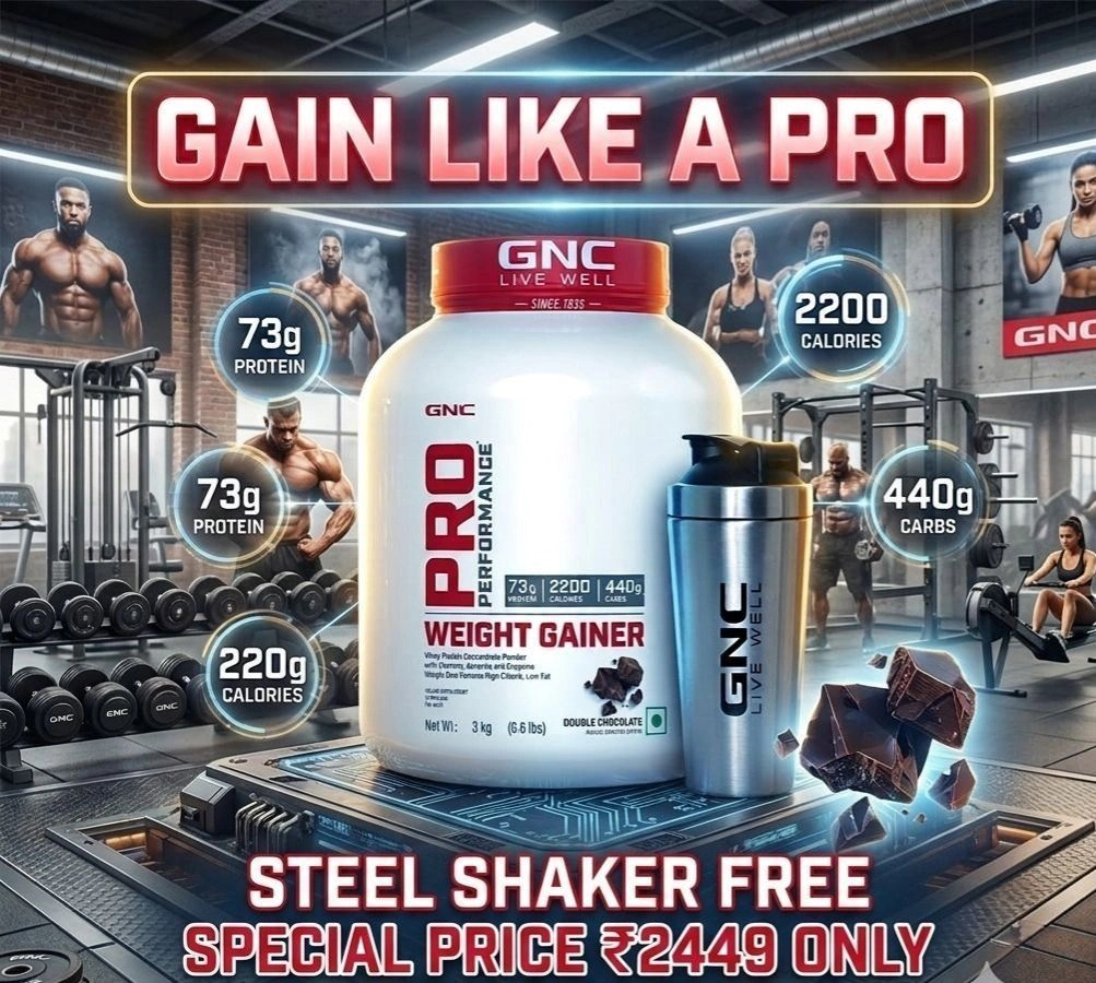 GNC Pro Performance
Weight Gainer 3KG with Steel Shaker Free 1