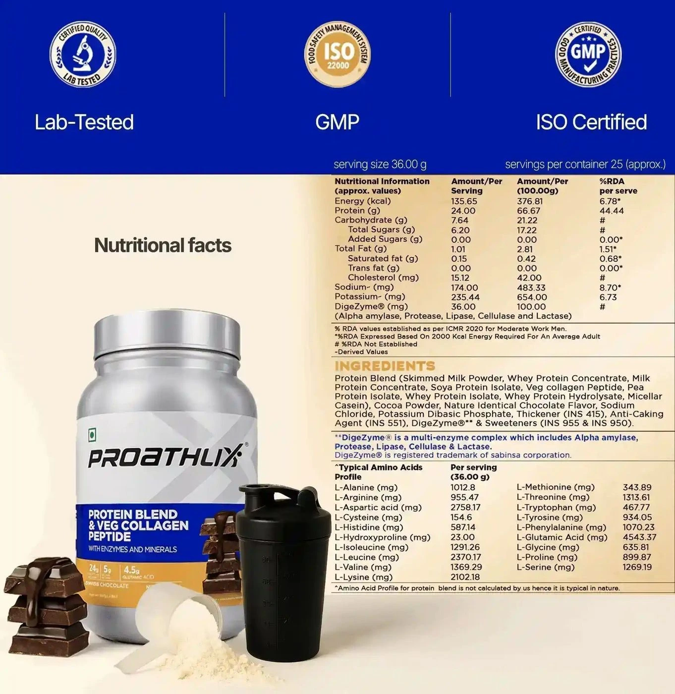 Proathlix Protein Blend & Veg Collagen Peptide (9 Sources of Protein) 9
