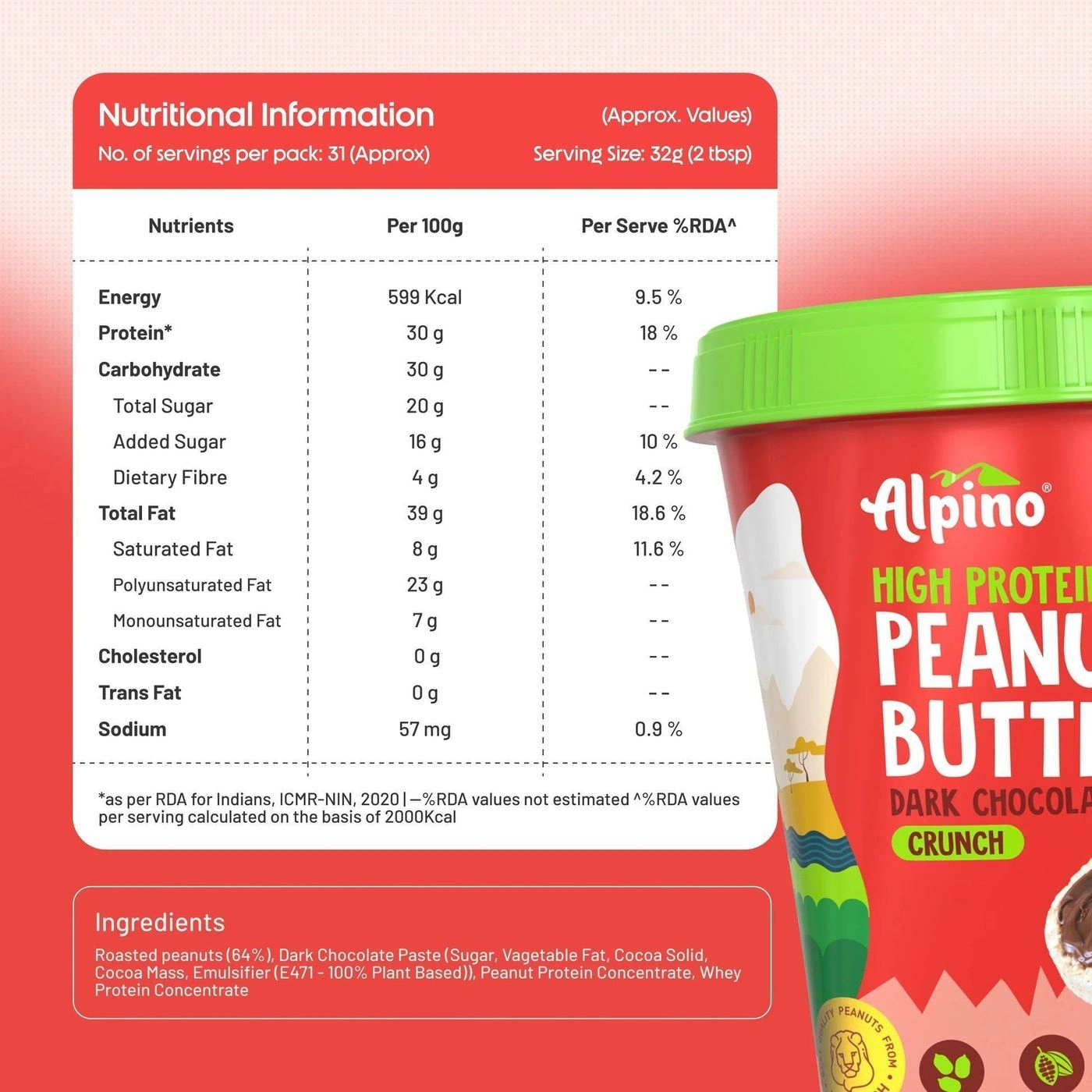 High Protein Dark Chocolate Peanut Butter Cruncy 3