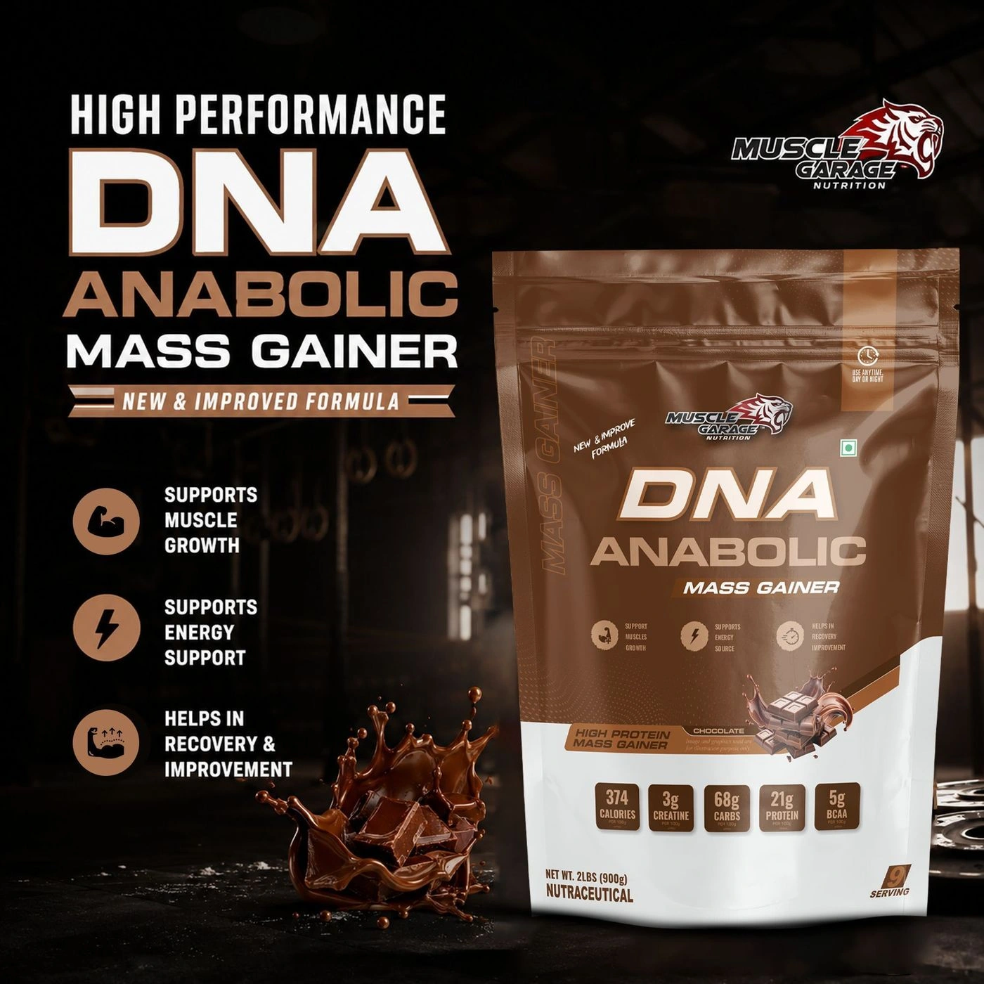 MG DNA Anabolic Mass Gainer | 4.5kg | Free Shaker 2