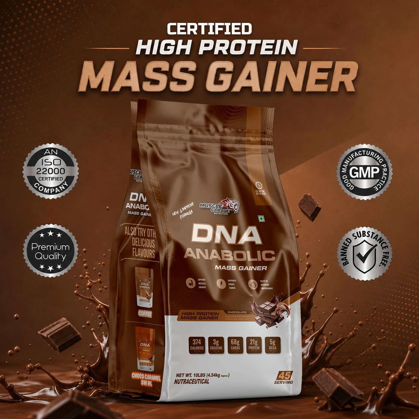 MG DNA Anabolic Mass Gainer | 4.5kg | Free Shaker 3