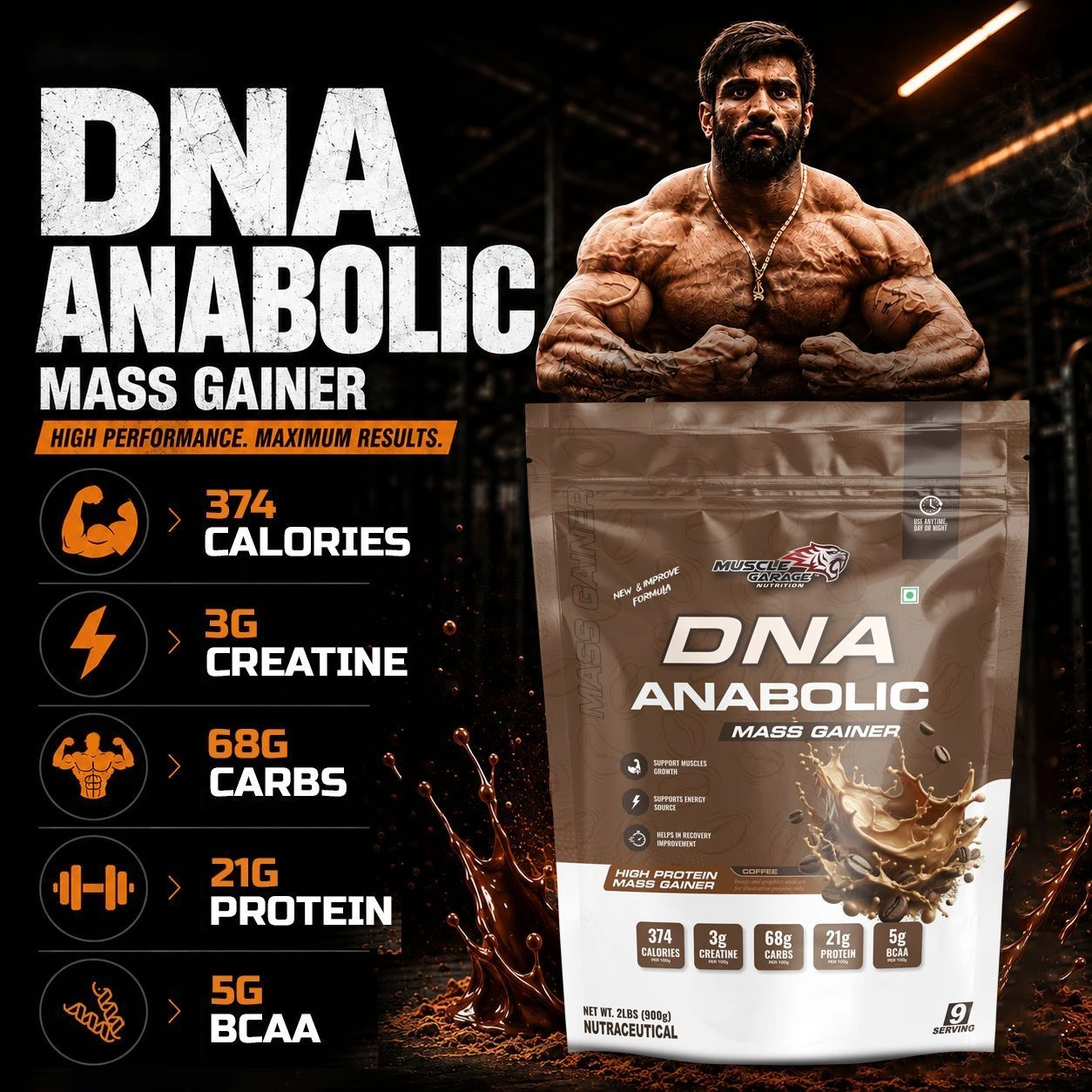 MG DNA Anabolic Mass Gainer | 4.5kg | Free Shaker 6