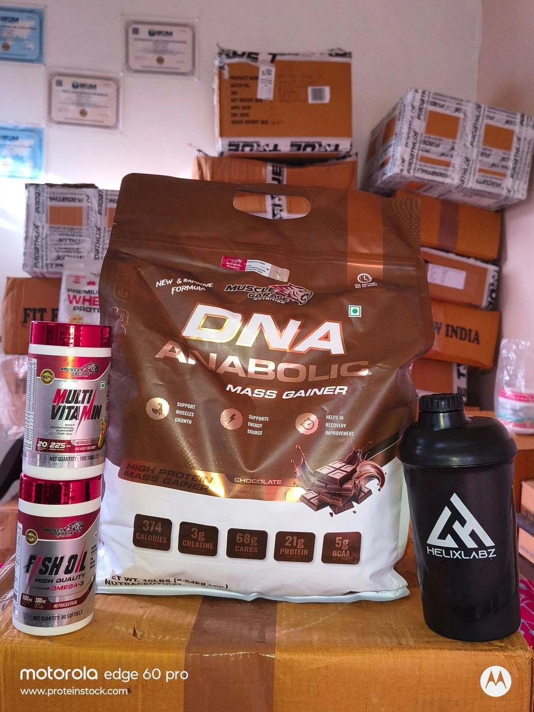 Muscle Garaze 4.5 KG DNA Anabolic Mass Gainer + 90 Softgel Fish Oil + 100 Caps Multivitamin + 1 Branded Shaker 2