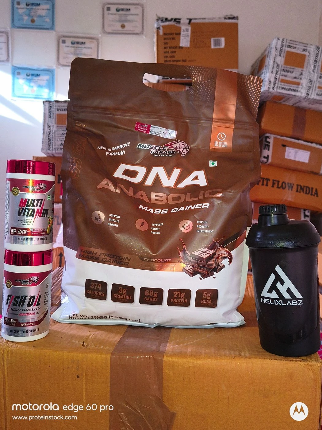 Muscle Garaze 4.5 KG DNA Anabolic Mass Gainer + 90 Softgel Fish Oil + 100 Caps Multivitamin + 1 Branded Shaker 3
