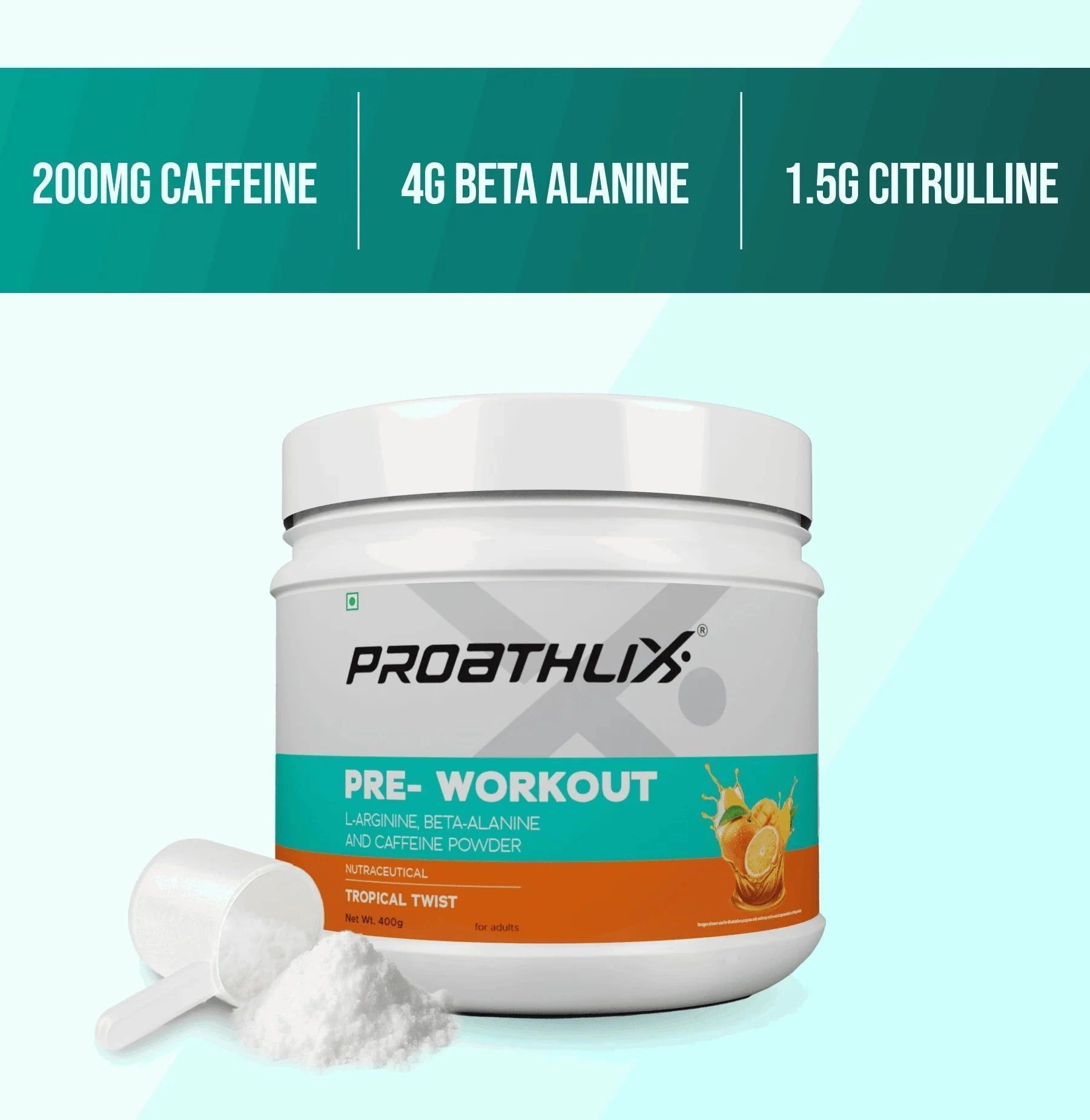 Proathlix Pre Workout (200mg Caffeine, 400 GM) 4