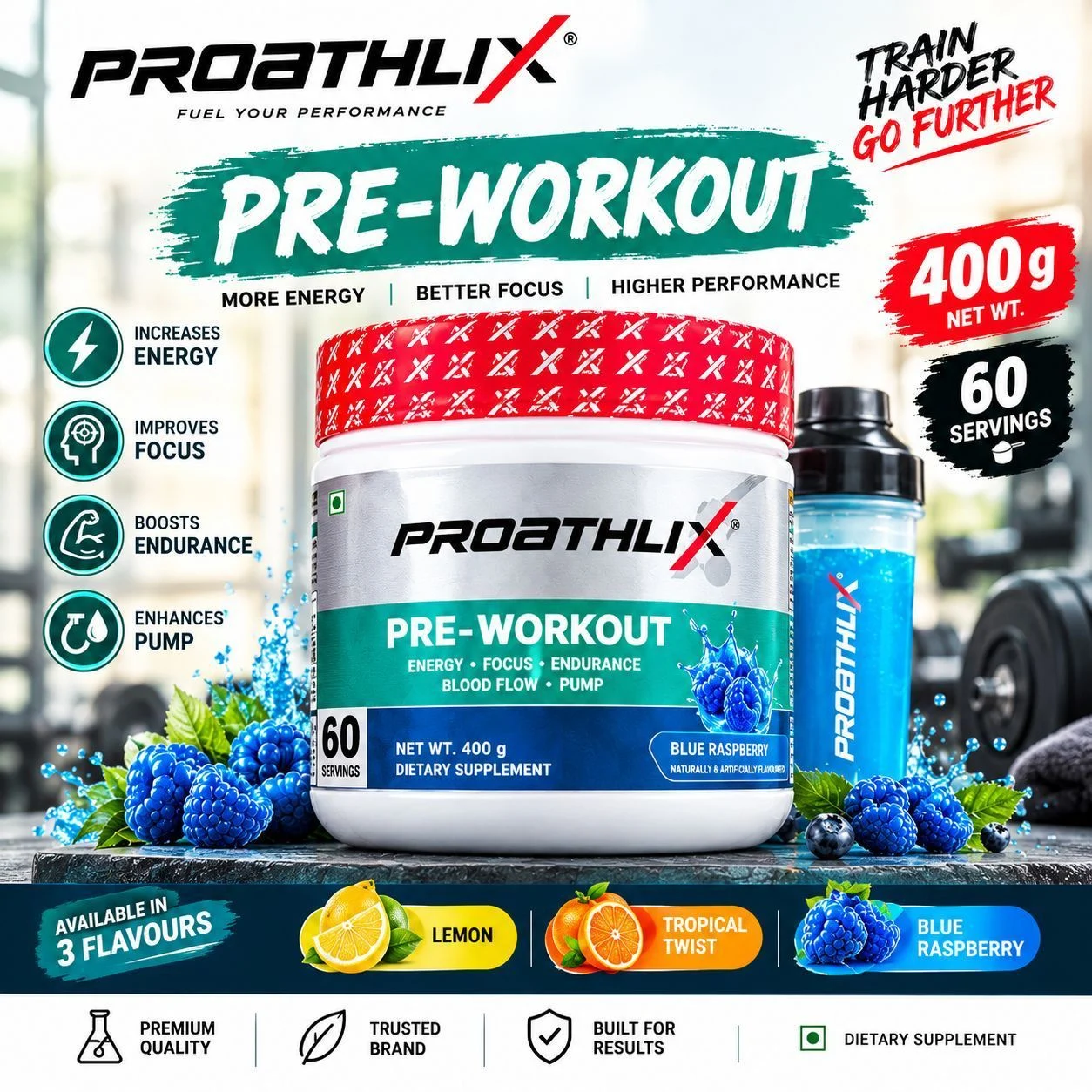 Proathlix Pre Workout (200mg Caffeine, 400 GM) 12