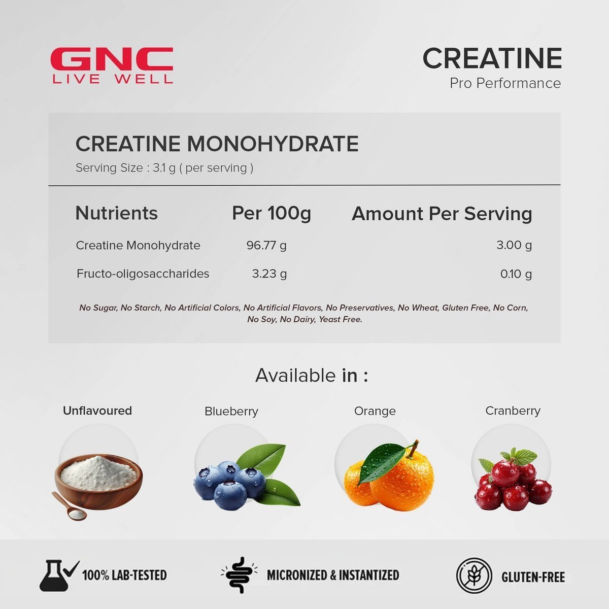 GNC | Creatine Monohydrate | Unflavoured| 100 GM 8