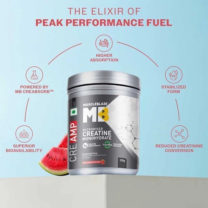 MuscleBlaze | Creatine Monohydrate CreAMP | 320 GM 3