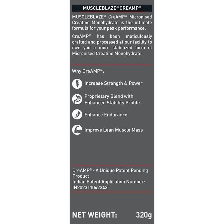 MuscleBlaze | Creatine Monohydrate CreAMP | 320 GM 10