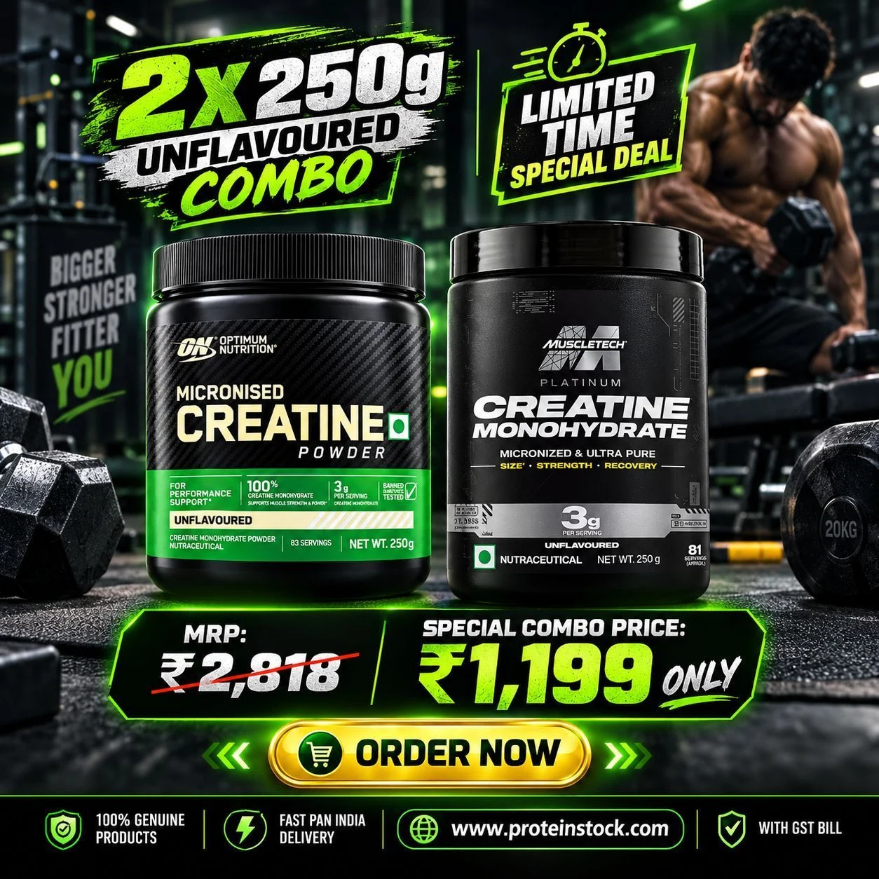 ON & Muscletech |  Creatine Monohydrate 250+250 GM | Unflavoured 2