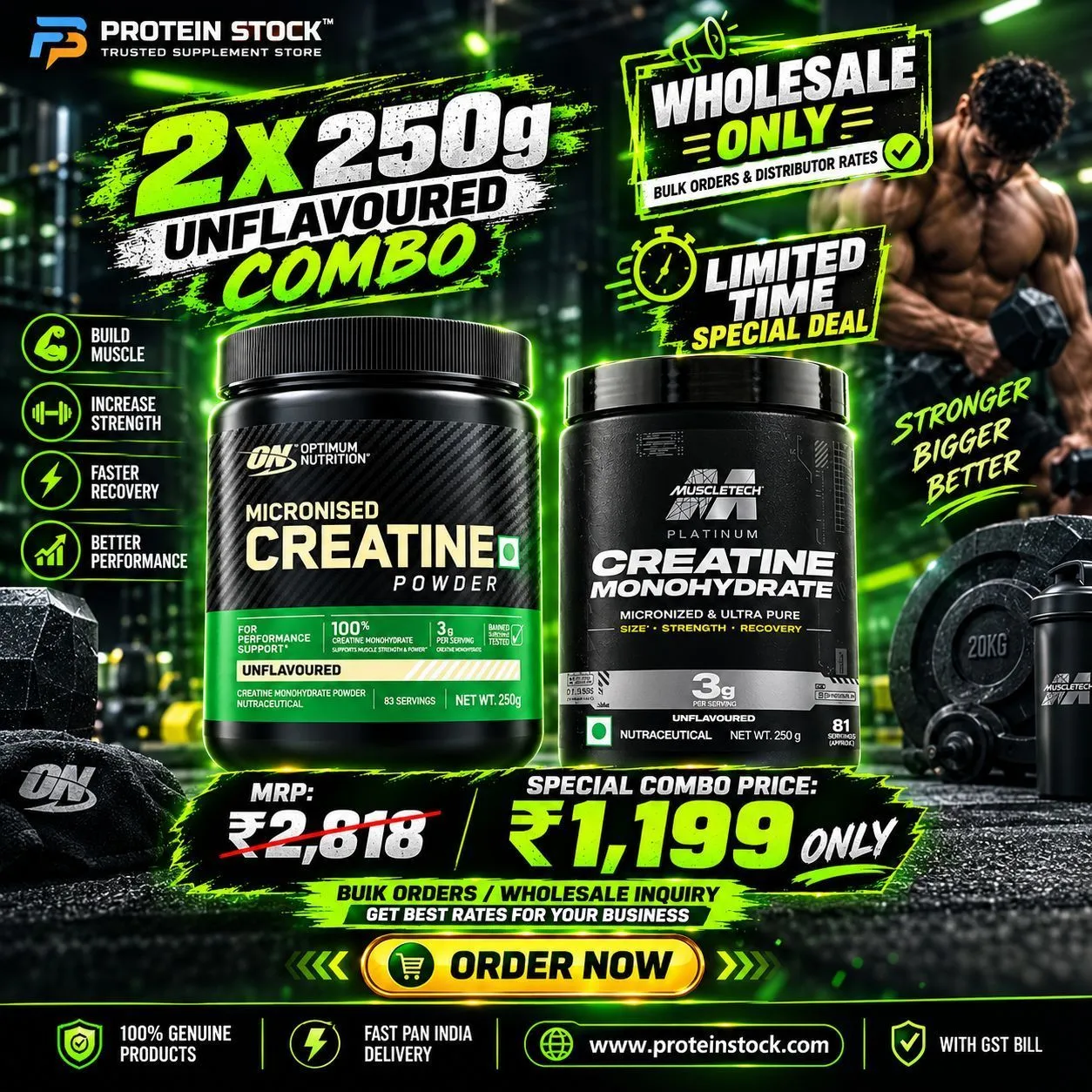 ON & Muscletech |  Creatine Monohydrate 250+250 GM | Unflavoured 1