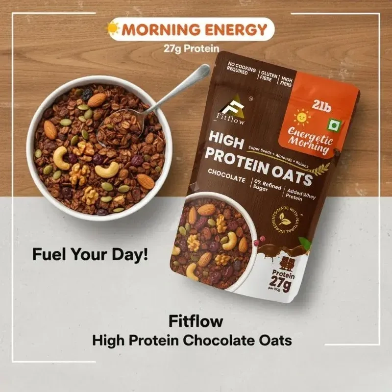 High Protein Breakfast Combo | Muesli + Chocolate Oats | 27g Protein | 10g Fibre| Sugar Free 6
