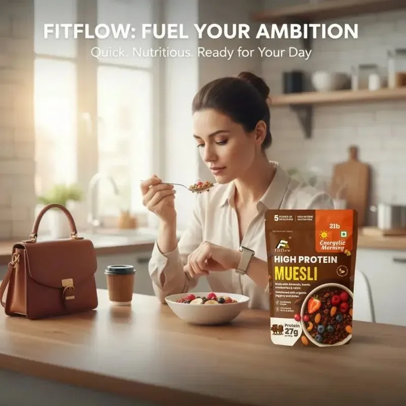 High Protein Breakfast Combo | Muesli + Chocolate Oats | 27g Protein | 10g Fibre| Sugar Free 9