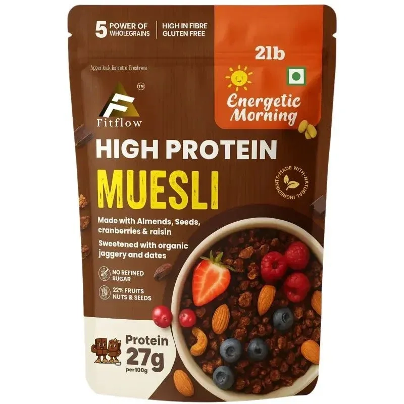High Protein Breakfast Combo | Muesli + Chocolate Oats | 27g Protein | 10g Fibre| Sugar Free 2