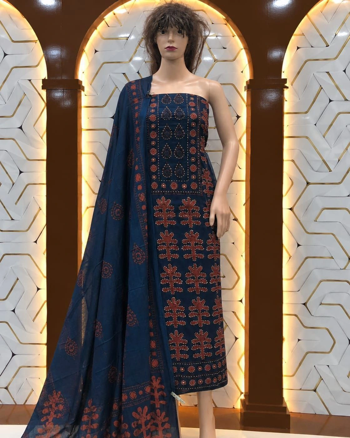 Churidar materials pure cotton blue
