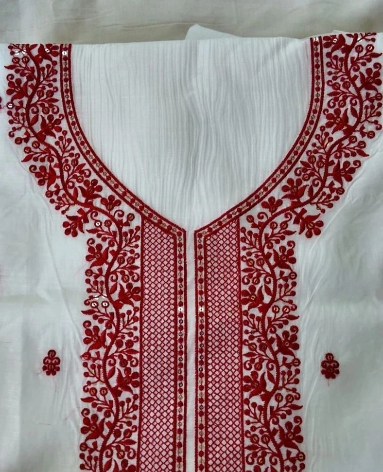 Unstiched churidar materials red white