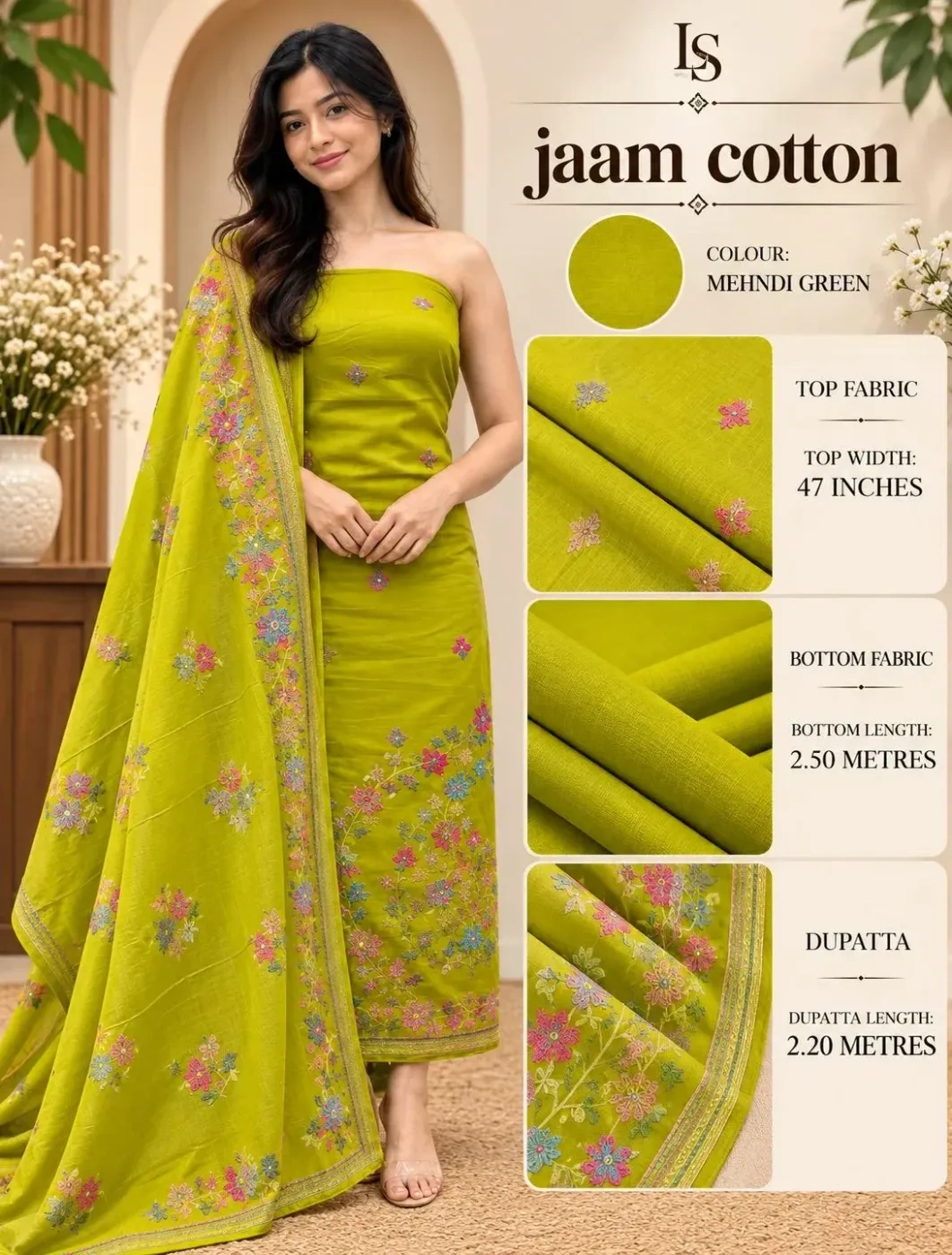 Unstiched churidar materials jaam cotton