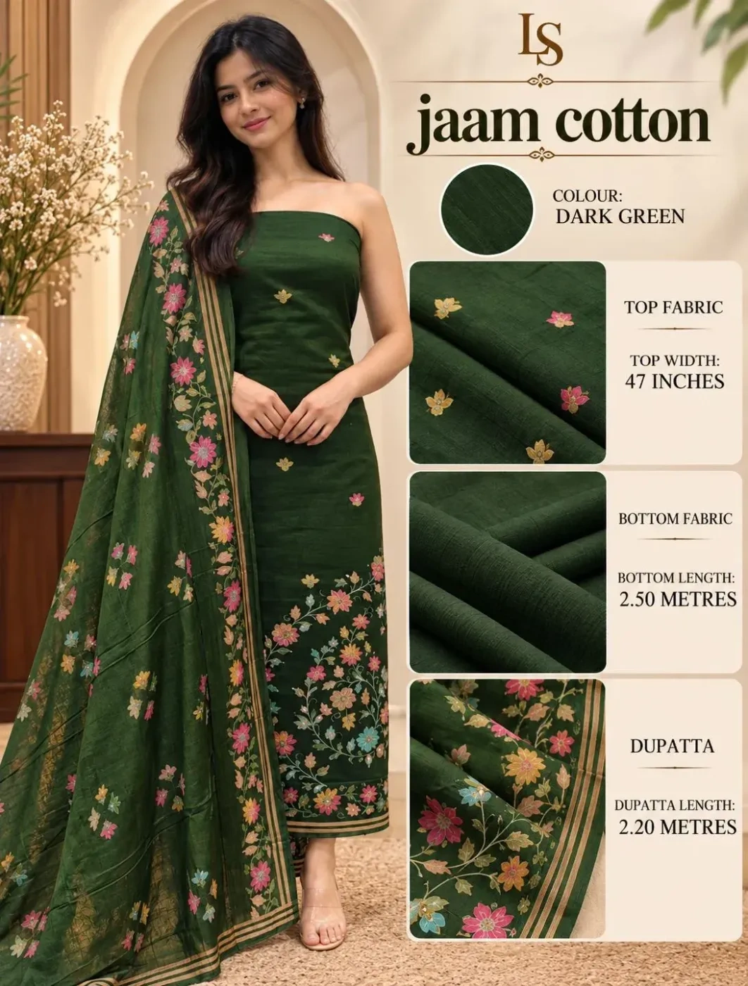 Unstiched churidar materials jaam cotton