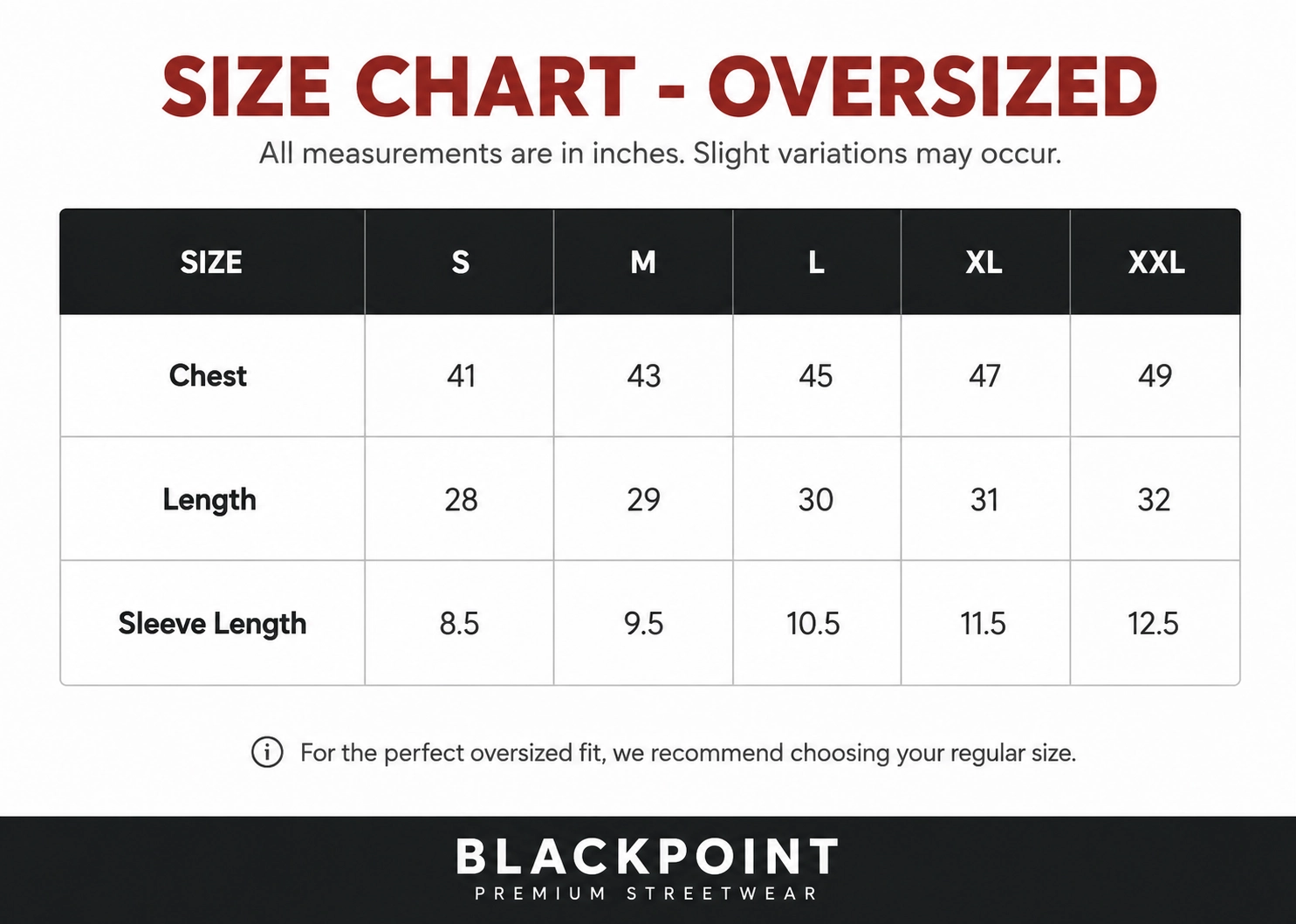 Size chart