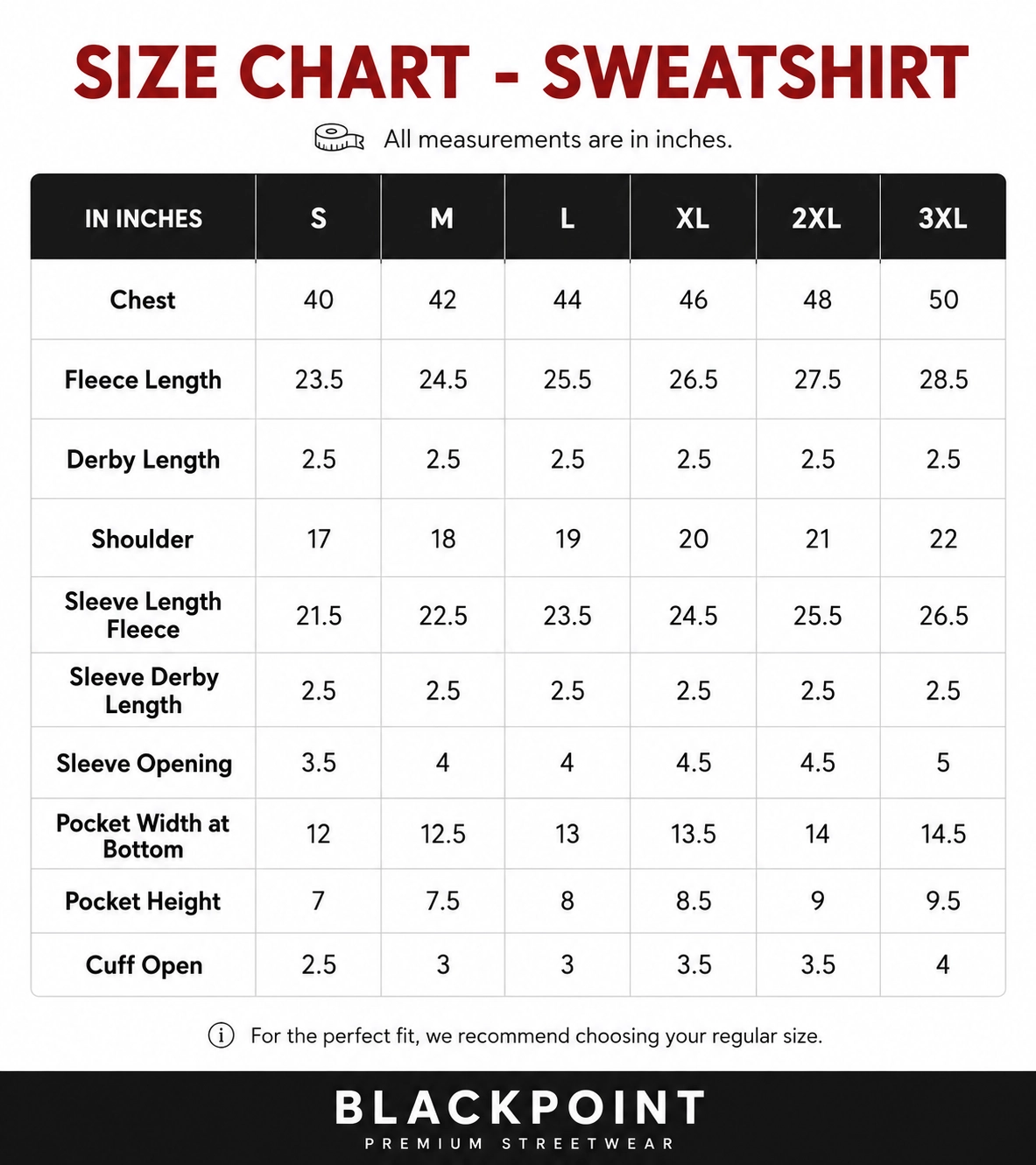 Size chart