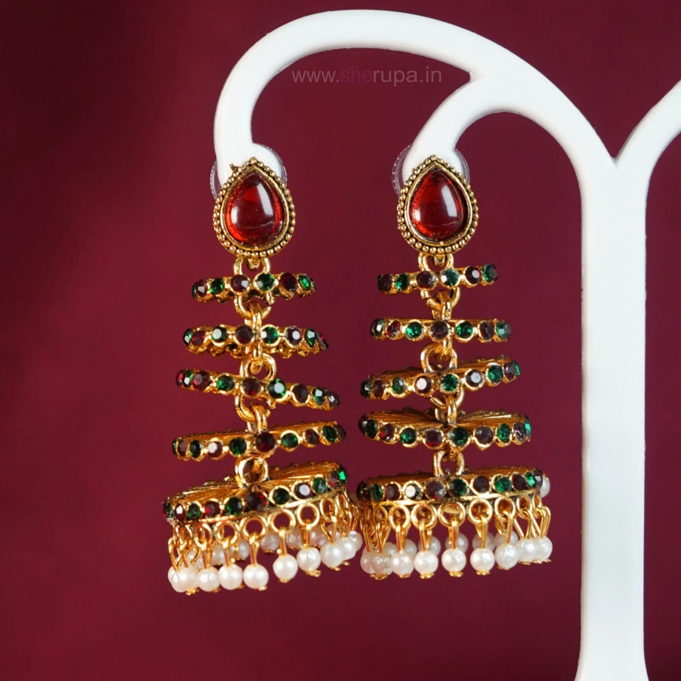 Antique Gold-Tone Multi-Layer Dancing Drop Earrings for Women